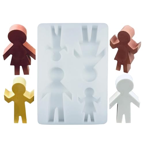 Pruojhw Silikonkerzenformen, Familien-Silikonformen für Epoxidharz | Eine Familie von vier Gipsformen - Kerzenherstellungsform, Epoxidharz Formen für Ornamente von Pruojhw
