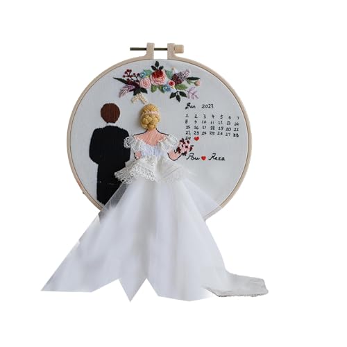 Pruojhw Stickset für Anfänger, Hochzeit, Paar-Stickerei-Set – Punch Crafts | Punch Sticknadel-Set mit Reifen und Anleitung für Anfänger-Paar von Pruojhw