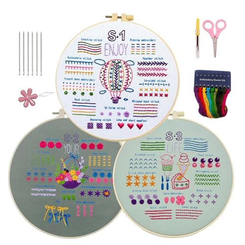 Pruojhw Stickset für Anfänger, Stickset für Erwachsene, 3 Sets Kreuzstich-Sets für Anfänger, Schritt-für-Schritt-Anleitung, Nadelstich-Kits, Set Pruojhw Stickset für Anfänger, Stickset für Erwachsene, 3 Sets Kreuzstich-Sets für Anfänger, Schritt-für-Schritt-Anleitung, Nadelstich-Kits, Set von Pruojhw