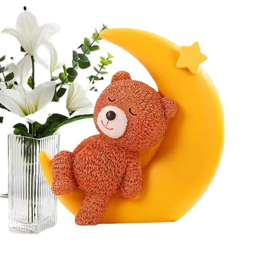 Pruojhw Süße Kuchen -Topper, Mondbärenkuchen -Topper | Desktop -Statue -Ornament,Süße Skulpturkuchendekoration, Schreibtischdekormondbär Ornament für Tisch von Pruojhw