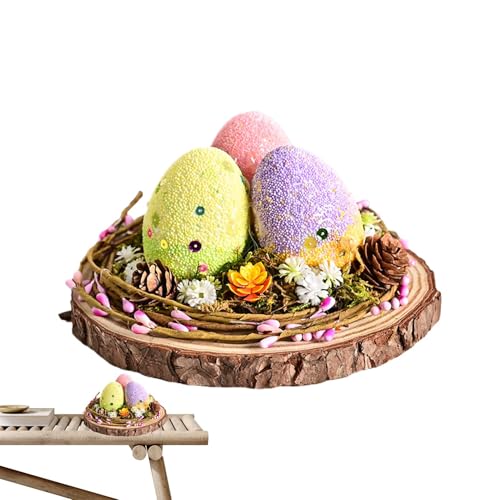 Pruojhw Vogelnest-Tischornamente, Tischstatue aus Holz, Frühlingsostern – bunte Frühlingseier Tischdekoration | Dekoratives Vogelnestornament aus Holz, Bauernhofdekor Pruojhw Vogelnest-Tischornamente, Tischstatue aus Holz, Frühlingsostern – bunte Frühlingseier Tischdekoration | Dekoratives Vogelnestornament aus Holz, Bauernhofdekor von Pruojhw