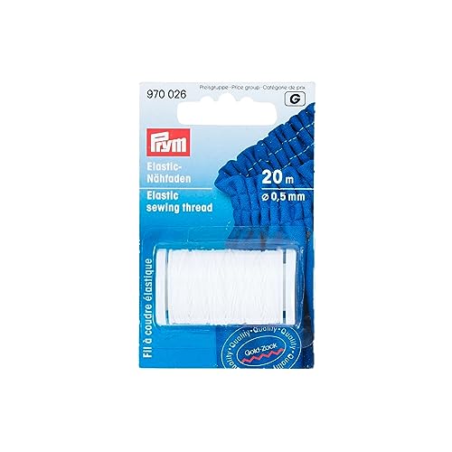 Prym Elastic-Nähfaden, 20 m, weiß, EL 50% PA, Ø 0,5 mm von Prym