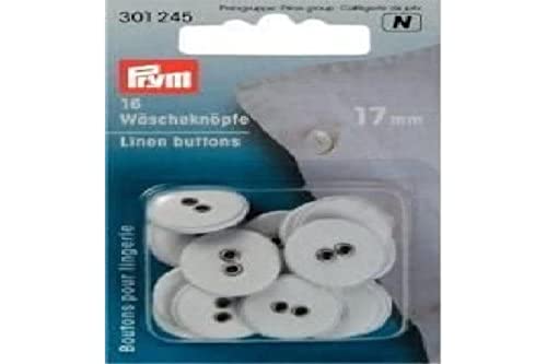 Prym Buttons, Leinen, Kunststoff, White, 17 mm, weiß, 16 Stück von Prym