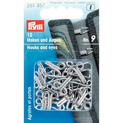 Prym Haken und Ösen für Jerkins Baustahl 9 Silber Col Hooks and Eyes, Legierter Stahl, Silver, One Size von Prym