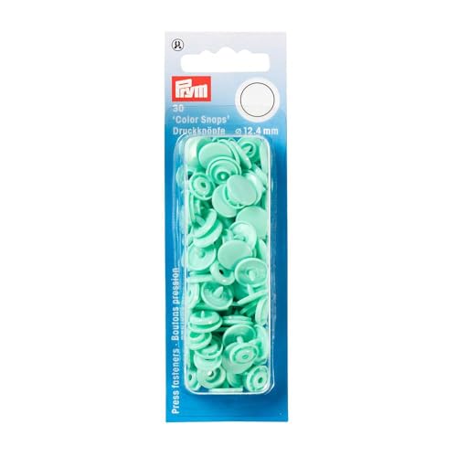 Prym 393119 Nähfrei Druckknopf Color Snaps rund 12,4 mm Mint, Kunststoff, 12.4 mm von Prym