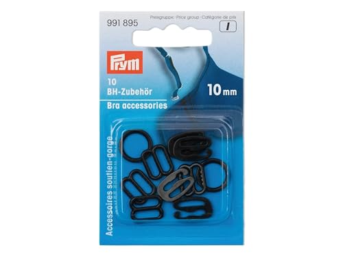 Prym 991.895 Bra Accessories, Kunststoff, schwarz weiß, 10mm, KST, schwarz, 10 Stück' von Prym