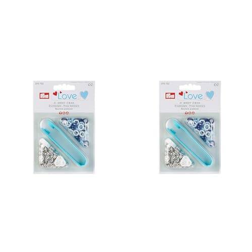 Druckknöpfe LOVE 21 Stück Jersey 8 mm blau/weiß gemischt (Packung mit 2) von Prym