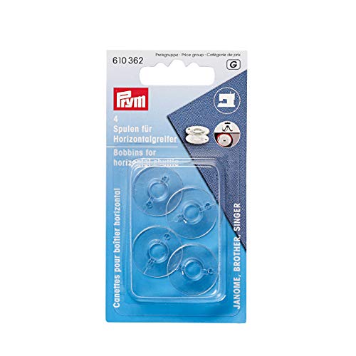 Prym 610362 Nähmaschinenspulen, Horizontalgreifer, 20,5mm, transparent, 20,5 mm von Prym