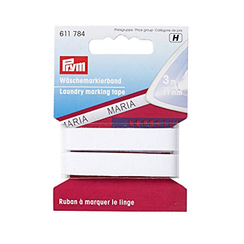 Prym Wäschemarkierband CO aufbügelbar 11 mm weiß, Baumwolle, 5 cm, 3 von Prym