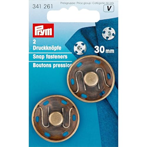 Prym 341261 Annäh-Druckknöpfe MS 30 mm altmessing von Prym