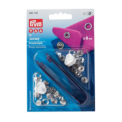 PRYM 390100 Nähfrei 10 Jersey-Druckknöpfe Werkzeug, 8 mm silberfarbig von Prym