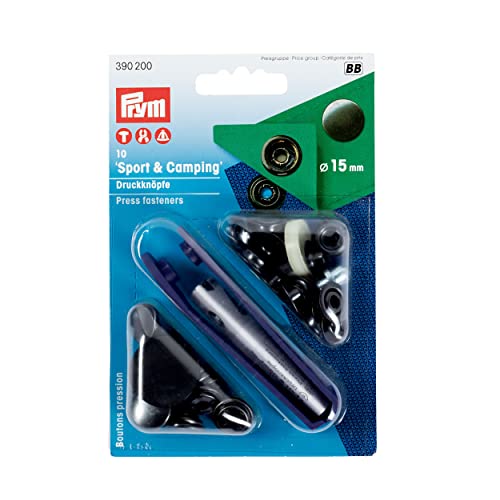 Prym 390200 Nähfrei-Druckknopf Sport & Camping Messing 15 mm brüniert, Metal von Prym