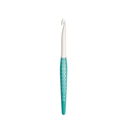 PRYM Ergonomische Häkelnadel für Wolle, Weiß/Grün, 8 mm von Prym