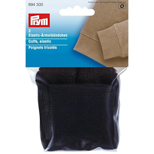 Prym 994300 Elastic-Ärmelbündchen schwarz, Polyester: 100%, Black, 2 Stück, 2 von Prym