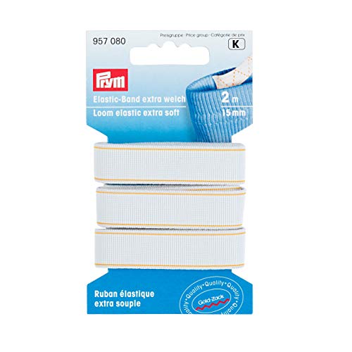 Prym, weiß 957080, Extra Loom Elastic, 66% PES 34% ED, 15 mm, 2 m von Prym