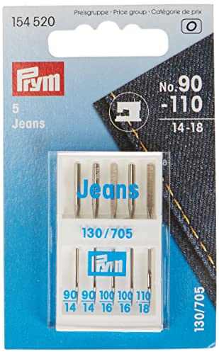 Prym 154520 Nähmaschinendeln Jeans, 130/705, No. 90-110, sortiert von Prym