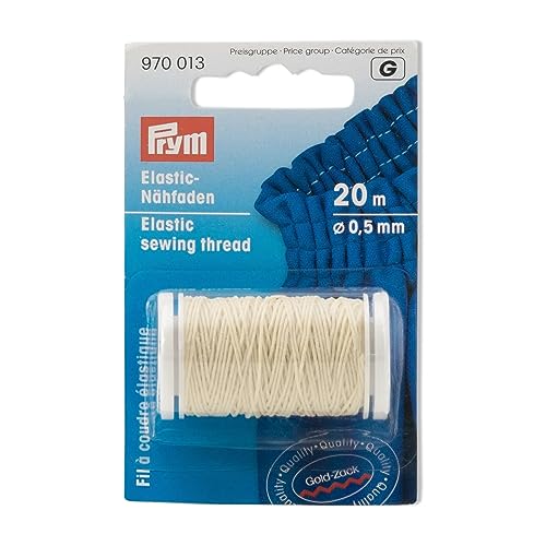 Prym 970013 Elastic-Nähfaden 0,5 mm rohweiß, Polyester, weiß, Ø 0,5mm, 20 von Prym