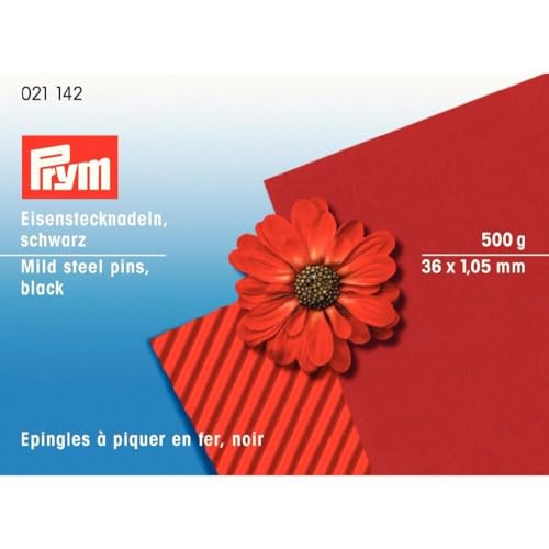 Prym 021142 Stecknadeln, 1,05 x 36mm, schwarz, Eisen, 36 x 1,05mm von Prym