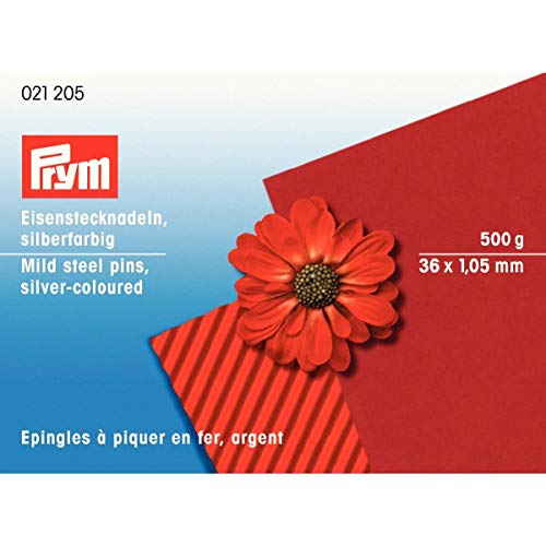 Prym 021205 Stecknadeln, 1,05 x 36mm, silberfarbig, Eisen, 36 x 1,05mm von Prym