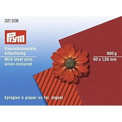 Prym 021208 Stecknadeln, 1,20 x 50mm, silberfarbig, Eisen, 50 x 1,2mm, 50 x 1,20mm von Prym