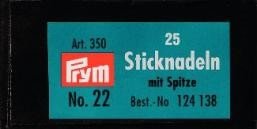 Prym 124.138 Sharp Tip Needles, Silver, Nr.22, 40 x 0,9 mm, 25 Stück von Prym