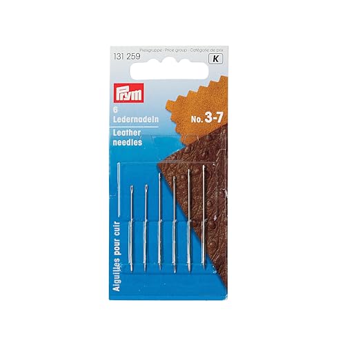 Prym 131259 Ledernadel, 6 Stück, silberfarbig (No 3-7), Silber von Prym