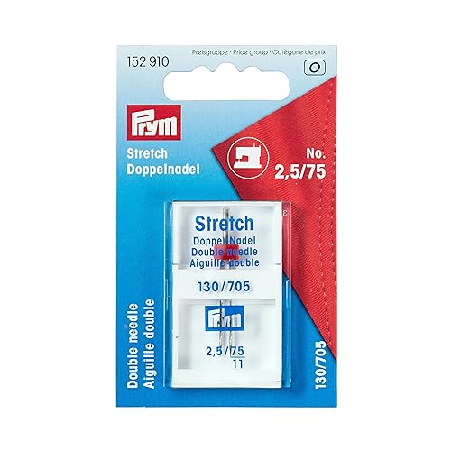 Prym 152910 Doppel-Nähmaschinennadel Stretch, 130/705, 75/2,5mm, silberfarbig, No von Prym