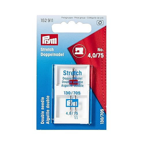 Prym 152911 Doppel-Nähmaschinennadel Stretch, 130/705, 75/4,0mm, silberfarbig, No. 70-100 Prym 152911 Doppel-Nähmaschinennadel Stretch, 130/705, 75/4,0mm, silberfarbig, No. 70-100 von Prym