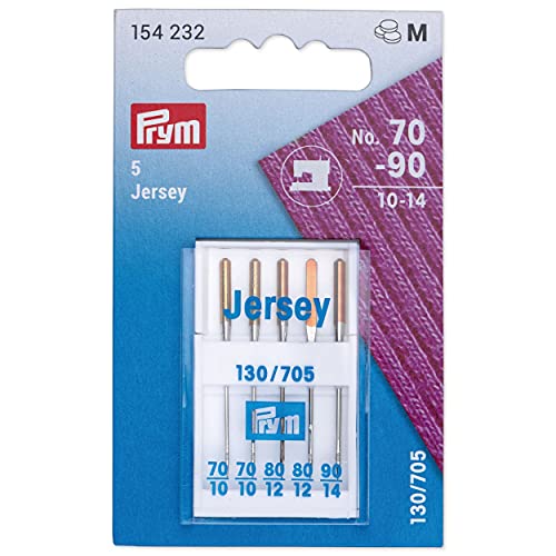 Prym 154232 Nähmaschinennadeln Jersey 70-90, 130/ 705, 5 Stück Nähmaschinennadel, Stahl, silber, 3,0 x 0,3 x 0,3 cm von Prym