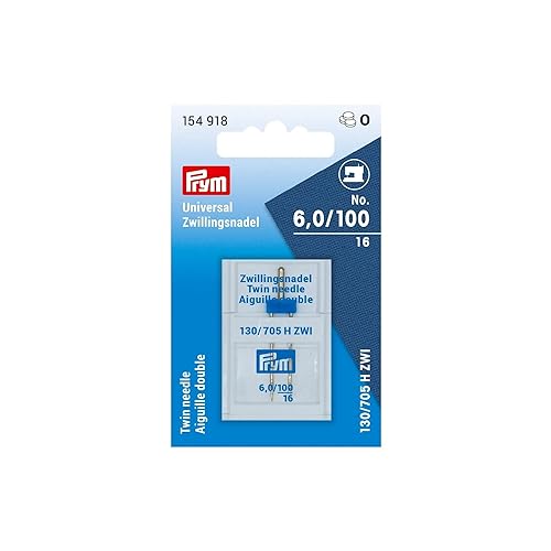 Prym 154918 Doppel-Nähmaschinennadel Universal, 130/705, 6,0mm, silberfarbig, No. 100 Prym 154918 Doppel-Nähmaschinennadel Universal, 130/705, 6,0mm, silberfarbig, No. 100 von Prym