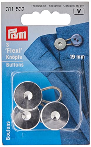 Prym Flexi-Knöpfe mit Schlaufe 19 mm, Plastic,Metal, Silber, 3 Prym Flexi-Knöpfe mit Schlaufe 19 mm, Plastic,Metal, Silber, 3 von Prym