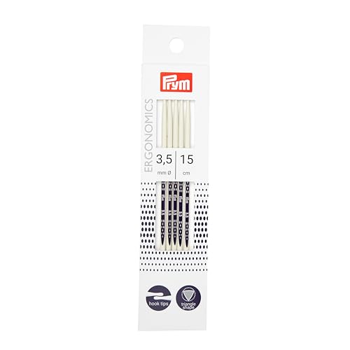 Prym 194153 Strumpfstricknadeln Ergonomics 15 cm 3,50 mm Strumpfstricknadel, Kunststoff, alabasterweiß, 3,5 mm von Prym