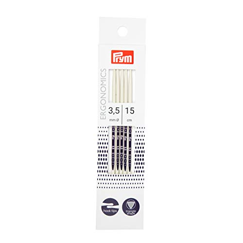 Prym 194153 Strumpfstricknadeln Ergonomics 15 cm 3,50 mm Strumpfstricknadel, Kunststoff, alabasterweiß, 3,5 mm von Prym