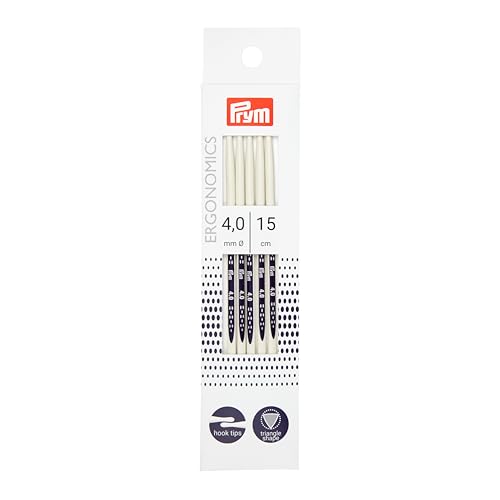 Prym 194154 Strumpfstricknadeln Ergonomics 15 cm 4,00 mm Strumpfstricknadel, Kunststoff, alabasterweiß, 4 mm von Prym