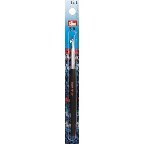 Prym 195178 Woll-Häkelnadel Soft-Griff, Aluminium, 14 cm, 5,00 mm, silberfarbig, 5 mm von Prym