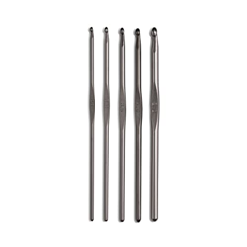 Prym 195991 Set, Aluminium, 2,50-5,00 mm, Gunmetal Häkelnadel, 2,5-5 mm von Prym