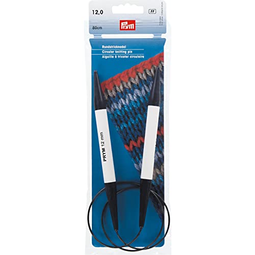 Prym 211314 Rundstricknadeln KST 80 cm 12,00 mm grau Rundstricknadel, Kunststoff, 12 mm, Silberfarbig von Prym