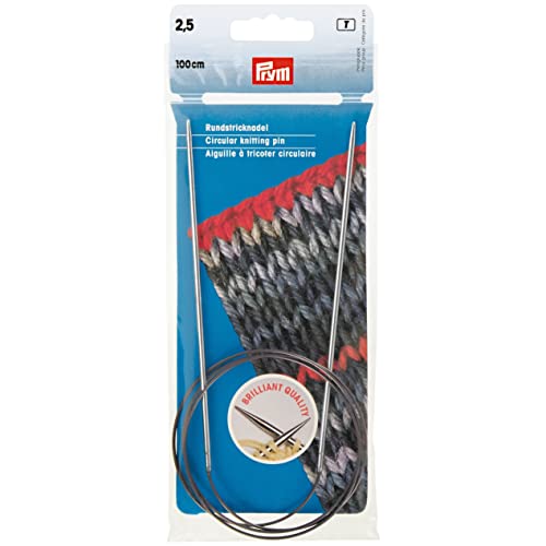 Prym 212116 Rundstricknadeln MS 100 cm 2,50 mm silberfarbig von Prym