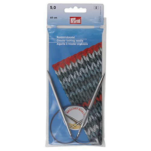 Prym 212160 Rundstricknadeln MS 40 cm 5,00 mm silberfarbig Rundstricknadel, Messing, 5 mm von Prym