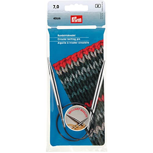 Prym 212190 Rundstricknadeln MS 40 cm 7,00 mm silberfarbig Rundstricknadel, Messing, 7 mm von Prym