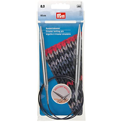 Prym 212214 Rundstricknadeln MS 80 cm 8,00 mm silberfarbig von Prym