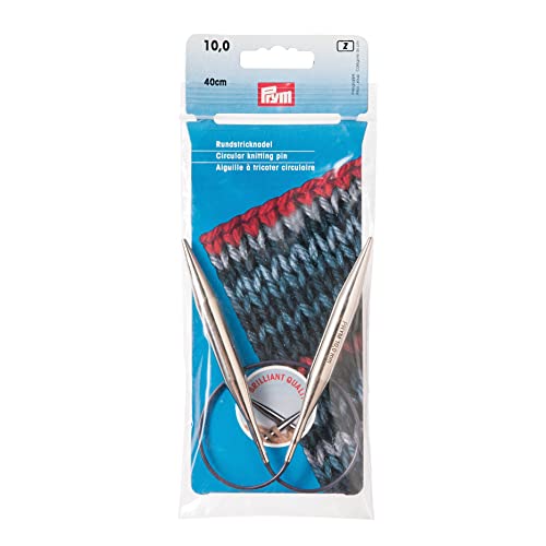 Prym 212230 Rundstricknadeln MS 40 cm 10,00 mm silberfarbig Rundstricknadel, Messing, 10 mm von Prym