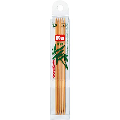 Prym 221202 Strumpfstricknadeln, 15 cm, 3,00 mm Strumpfstricknadel, Bambus, Natur, 3 mm von Prym