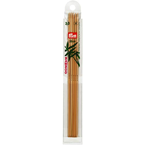 Prym 221212 Strumpfstricknadeln, 20 cm, 3,00 mm Strumpfstricknadel, Bambus, natur, 3 mm von Prym