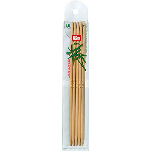 Prym 221215 Strumpfstricknadeln, 20 cm, 4,50 mm Strumpfstricknadel, Bambus, Natur, 4,5 mm von Prym