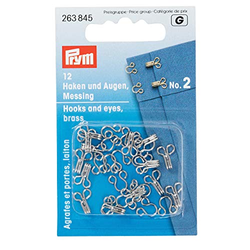 Prym 263845 Federhaken und Augen MS 2 silberfarbig, Brass, Silber, Nr. 2,mittel, 12 von Prym