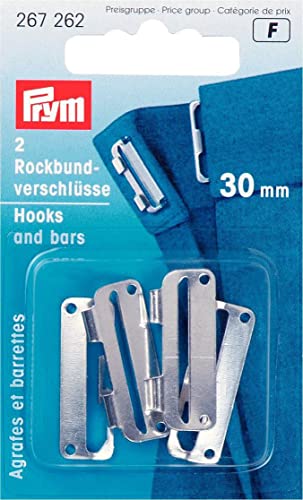 Prym 267.262 Skirt Hooks, Kunststoff, Silver, 30 mm, silberfarbig, 2 Stück von Prym