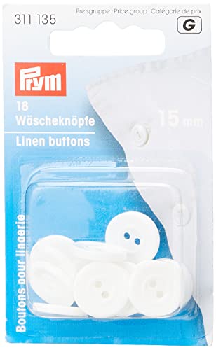 Prym 311135 Wäscheknöpfe Kunststoff 24'' 15 mm weiß von Prym