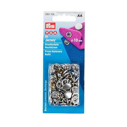 Prym 390 104 Druckknöpfe Nähfrei-Nachfüllpack MS für 390120 gl. Kappe silberfarbig 10 mm (20 Stück pro Packung) von Prym