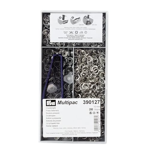 Prym 390127 NF-Druckknopf Jersey Zackenring MS, 10 mm, silberfarbig, 200 Stück, Silber von Prym